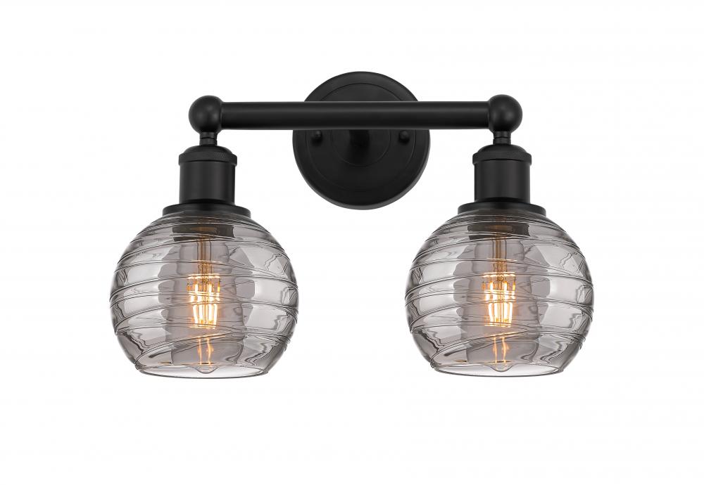 Athens Deco Swirl - 2 Light - 15 inch - Matte Black - Bath Vanity Light