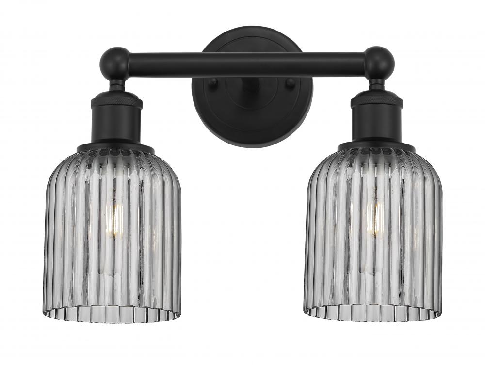 Bridal Veil - 2 Light - 14 inch - Matte Black - Bath Vanity Light