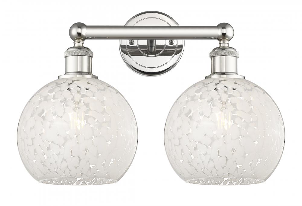 White Mouchette - 2 Light - 17 inch - Polished Nickel - Bath Vanity Light