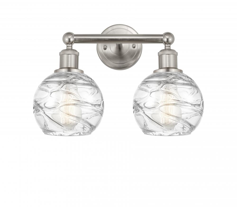 Athens Deco Swirl - 2 Light - 15 inch - Brushed Satin Nickel - Bath Vanity Light