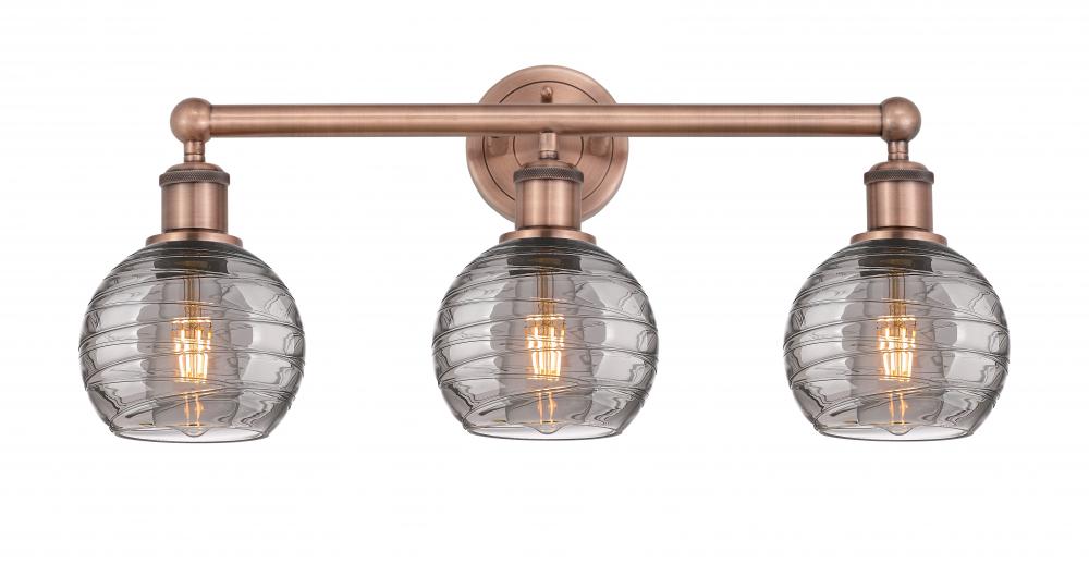 Athens Deco Swirl - 3 Light - 24 inch - Antique Copper - Bath Vanity Light