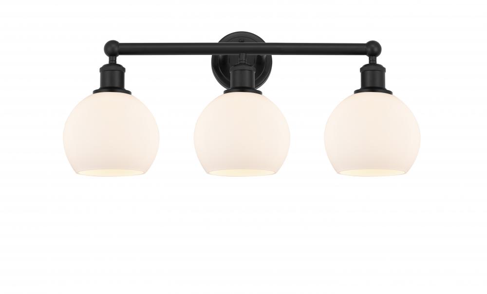 Athens - 3 Light - 24 inch - Matte Black - Bath Vanity Light