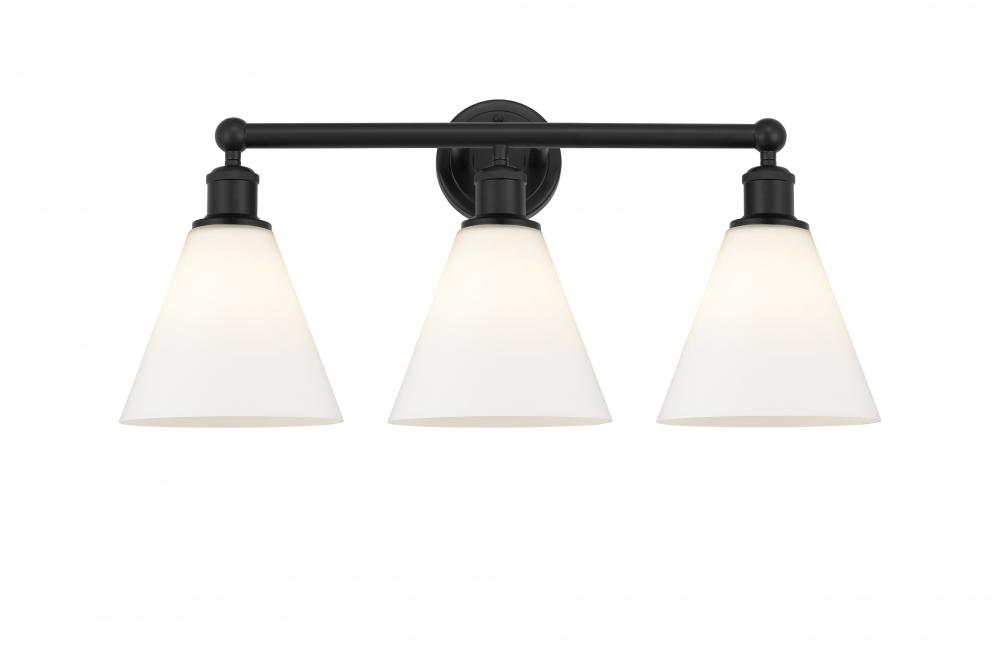 Berkshire - 3 Light - 26 inch - Matte Black - Bath Vanity Light