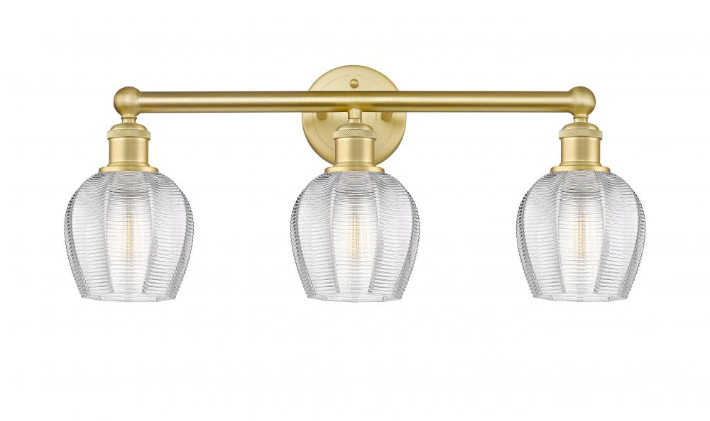 Norfolk - 3 Light - 24 inch - Satin Gold - Bath Vanity Light