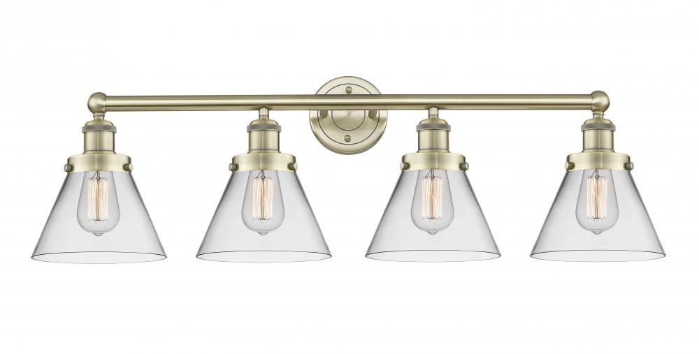 Cone - 4 Light - 35 inch - Antique Brass - Bath Vanity Light