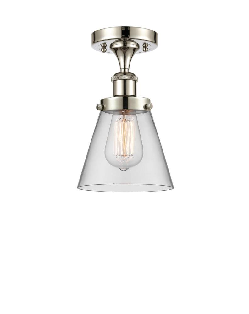 Cone - 1 Light - 6 inch - Polished Nickel - Semi-Flush Mount