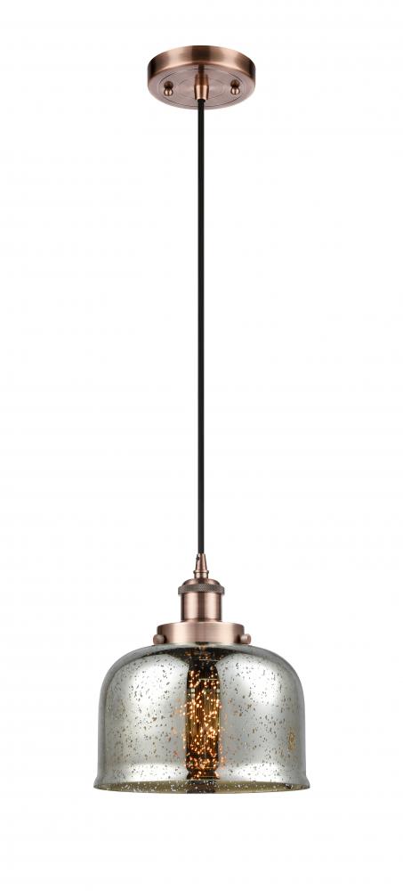 Bell - 1 Light - 8 inch - Antique Copper - Cord hung - Mini Pendant