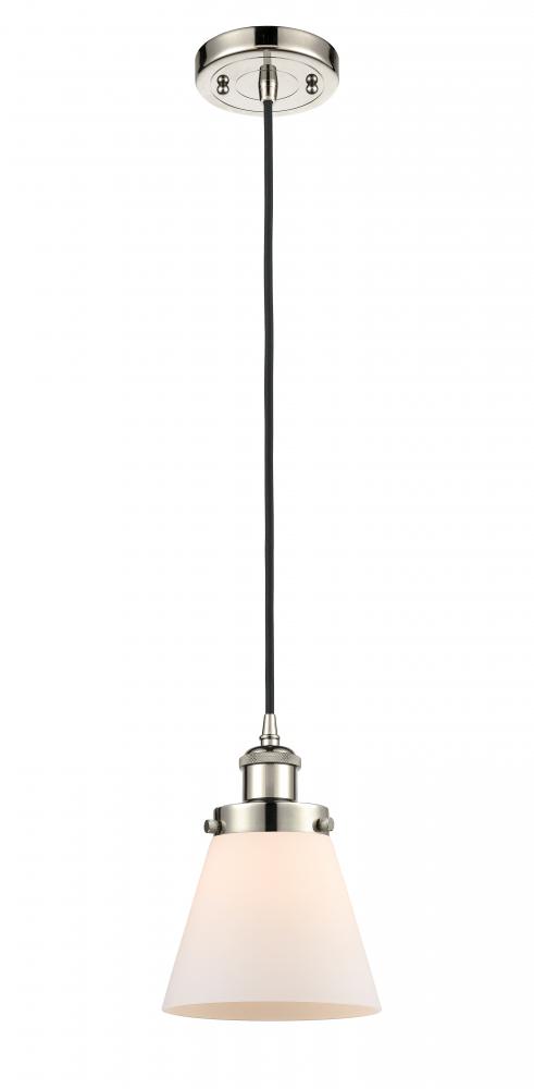 Cone - 1 Light - 6 inch - Polished Nickel - Cord hung - Mini Pendant