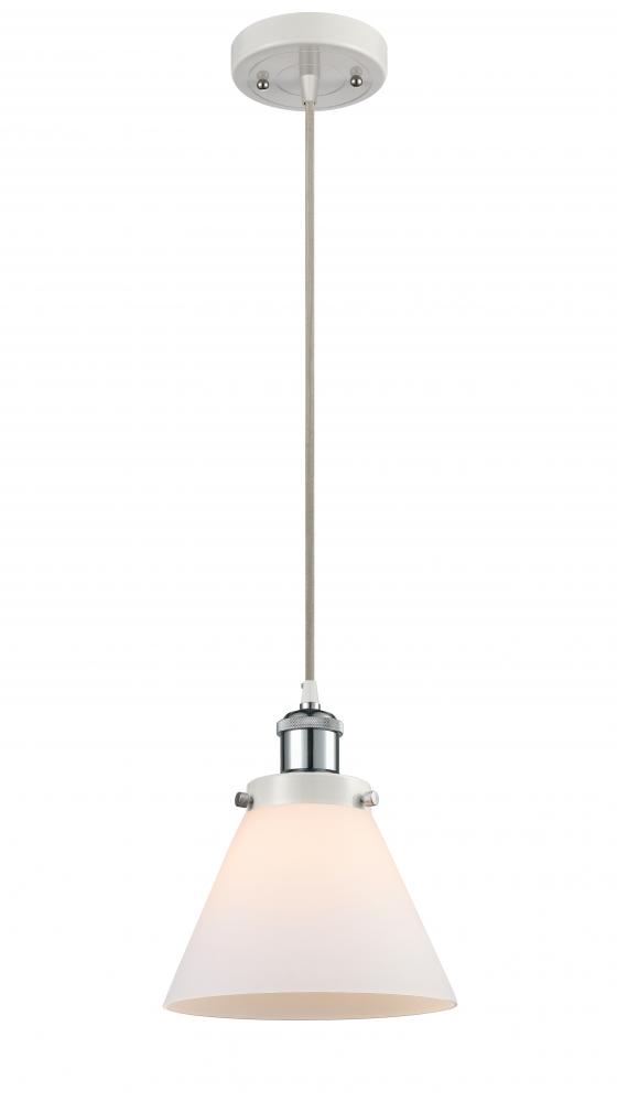 Cone - 1 Light - 8 inch - White Polished Chrome - Cord hung - Mini Pendant