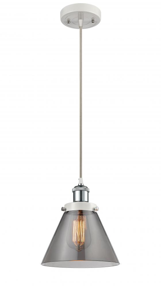 Cone - 1 Light - 8 inch - White Polished Chrome - Cord hung - Mini Pendant