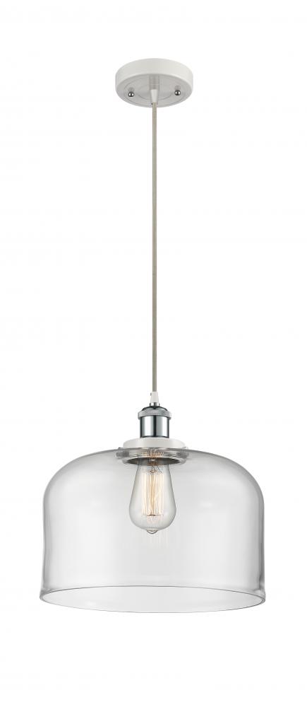 Bell - 1 Light - 12 inch - White Polished Chrome - Cord hung - Mini Pendant