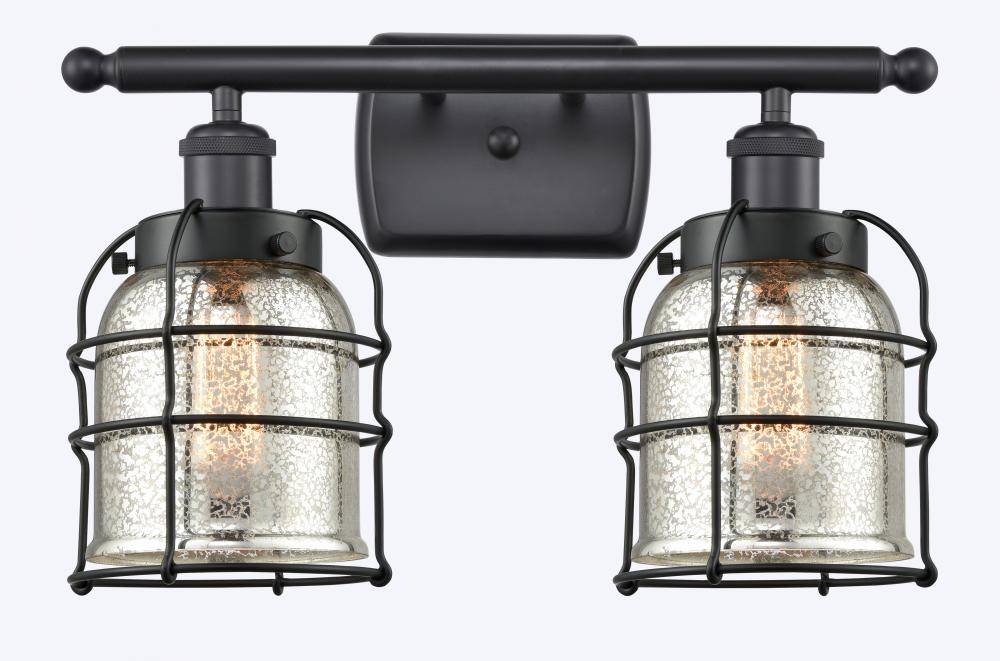 Bell Cage - 2 Light - 16 inch - Matte Black - Bath Vanity Light