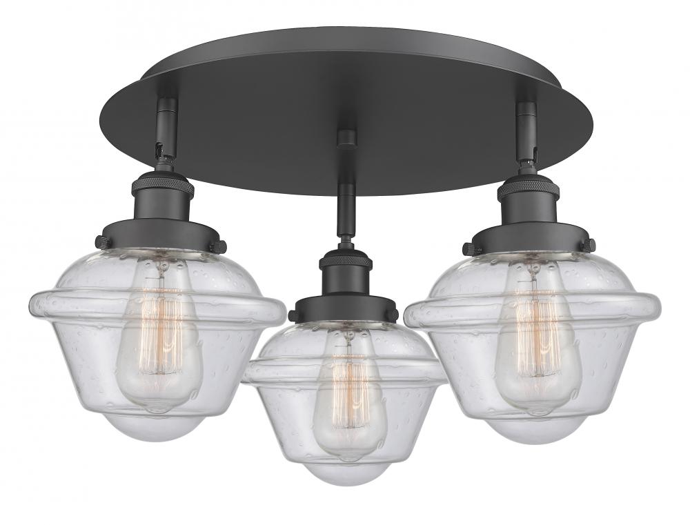 Oxford - 3 Light - 19 inch - Matte Black - Flush Mount