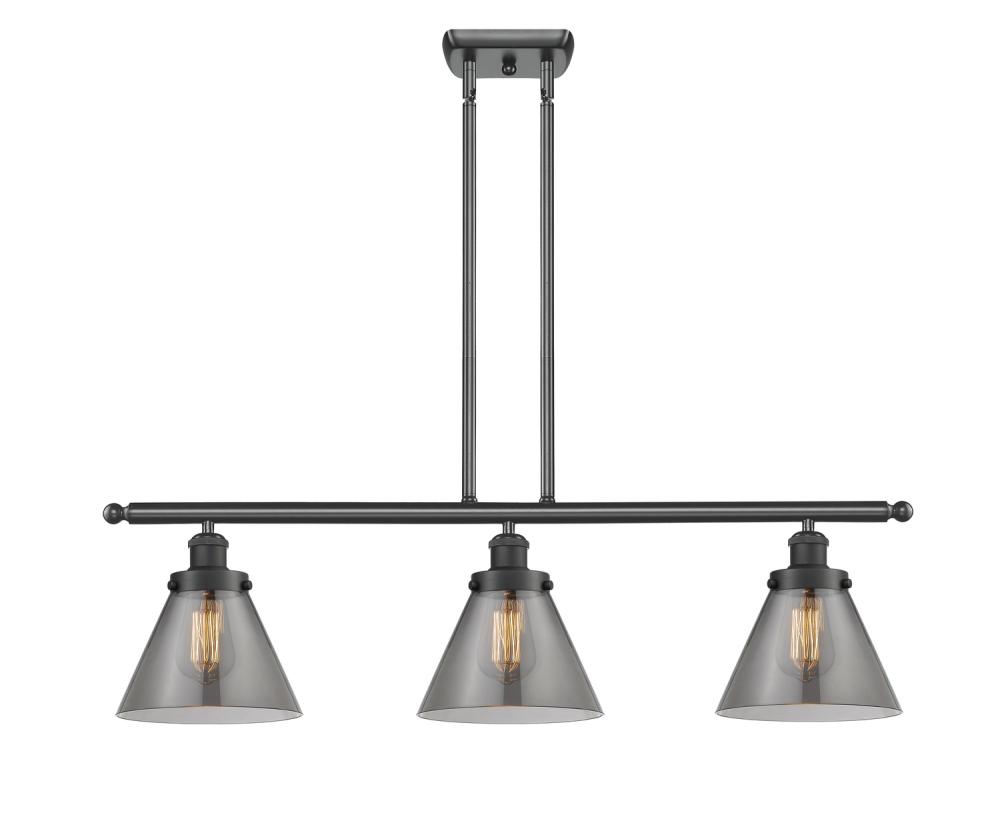 Cone - 3 Light - 36 inch - Matte Black - Stem Hung - Island Light