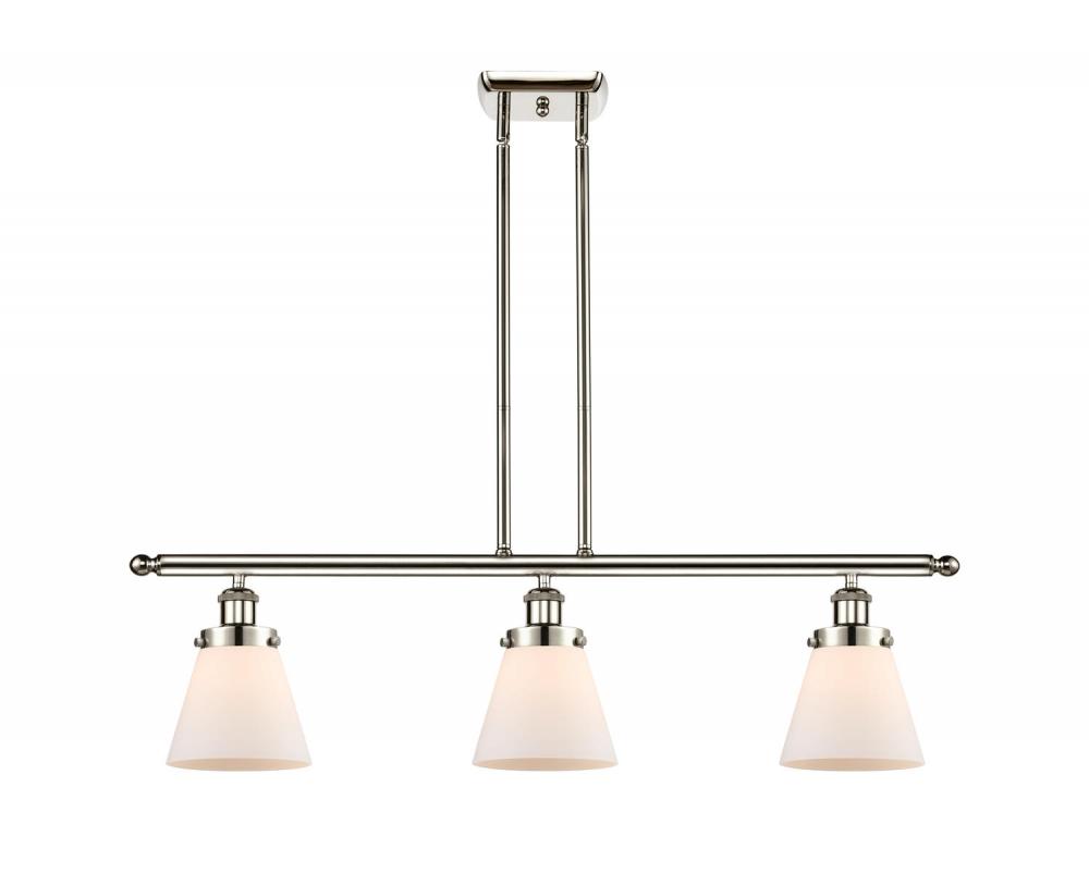 Cone - 3 Light - 36 inch - Polished Nickel - Stem Hung - Island Light