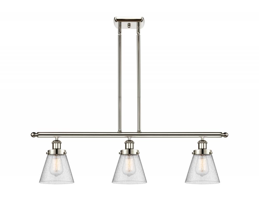 Cone - 3 Light - 36 inch - Polished Nickel - Stem Hung - Island Light