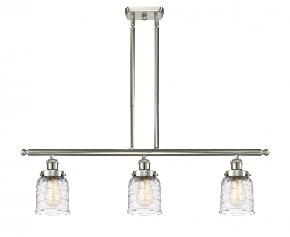 Bell - 3 Light - 36 inch - Brushed Satin Nickel - Stem Hung - Island Light