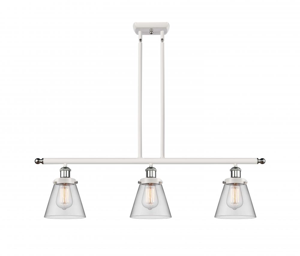 Cone - 3 Light - 36 inch - White Polished Chrome - Stem Hung - Island Light