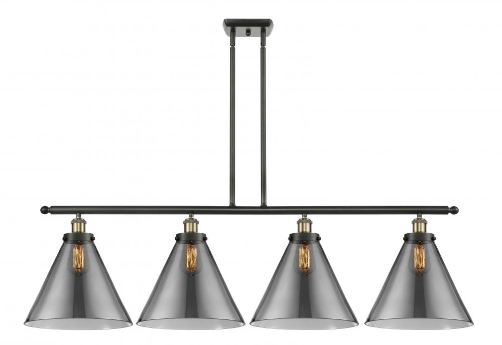 Cone - 4 Light - 48 inch - Black Antique Brass - Stem Hung - Island Light