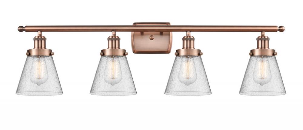 Cone - 4 Light - 36 inch - Antique Copper - Bath Vanity Light