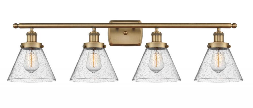 Cone - 4 Light - 38 inch - Brushed Brass - Bath Vanity Light