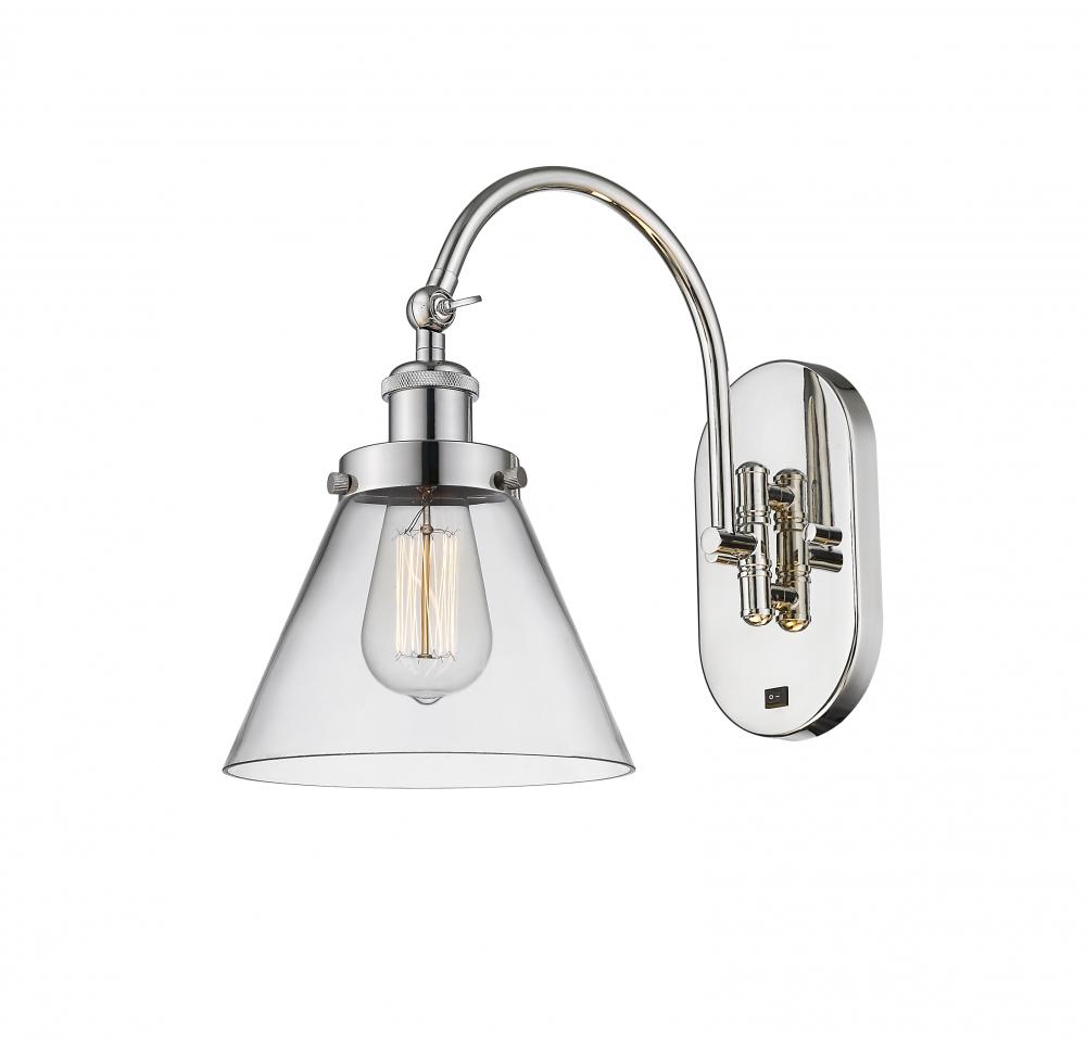 Cone - 1 Light - 8 inch - Polished Nickel - Sconce