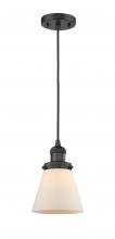 Innovations Lighting 201C-BK-G61 - Cone - 1 Light - 6 inch - Matte Black - Cord hung - Mini Pendant