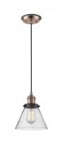 Innovations Lighting 201CBP-ACBK-G44 - Cone - 1 Light - 8 inch - Antique Copper - Cord hung - Mini Pendant