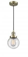 Innovations Lighting 201CSW-AB-G204-6 - Beacon - 1 Light - 6 inch - Antique Brass - Cord hung - Mini Pendant