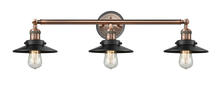 Innovations Lighting 205BP-ACBK-M6-BK - Railroad - 3 Light - 32 inch - Antique Copper - Bath Vanity Light