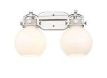 Innovations Lighting 410-2W-PN-G410-7WH - Newton Sphere - 2 Light - 17 inch - Polished Nickel - Bath Vanity Light