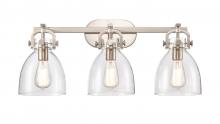 Innovations Lighting 410-3W-SN-G412-7CL - Newton Bell - 3 Light - 27 inch - Satin Nickel - Bath Vanity Light