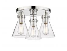 Innovations Lighting 411-3F-PN-G411-7CL - Newton Cone - 3 Light - 18 inch - Polished Nickel - Flush Mount