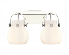 Innovations Lighting 423-2W-PN-G410-6WH - Pilaster II Sphere - 2 Light - 17 inch - Polished Nickel - Bath Vanity Light