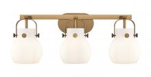 Innovations Lighting 423-3W-BB-G410-6WH - Pilaster II Sphere - 3 Light - 27 inch - Brushed Brass - Bath Vanity Light