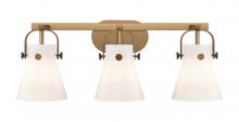 Innovations Lighting 423-3W-BB-G411-6WH - Pilaster II Cone - 3 Light - 27 inch - Brushed Brass - Bath Vanity Light