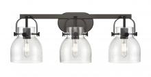 Innovations Lighting 423-3W-BK-G412-6SDY - Pilaster II Bell - 3 Light - 27 inch - Matte Black - Bath Vanity Light