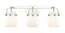 Innovations Lighting 423-3W-PN-G410-6WH - Pilaster II Sphere - 3 Light - 27 inch - Polished Nickel - Bath Vanity Light