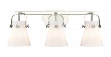 Innovations Lighting 423-3W-PN-G411-6WH - Pilaster II Cone - 3 Light - 27 inch - Polished Nickel - Bath Vanity Light