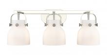 Innovations Lighting 423-3W-PN-G412-6WH - Pilaster II Bell - 3 Light - 27 inch - Polished Nickel - Bath Vanity Light