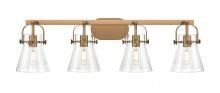 Innovations Lighting 423-4W-BB-G411-6SDY - Pilaster II Cone - 4 Light - 37 inch - Brushed Brass - Bath Vanity Light