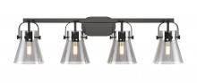 Innovations Lighting 423-4W-BK-G411-6SM - Pilaster II Cone - 4 Light - 37 inch - Matte Black - Bath Vanity Light