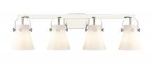 Innovations Lighting 423-4W-PN-G411-6WH - Pilaster II Cone - 4 Light - 37 inch - Polished Nickel - Bath Vanity Light