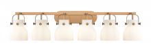 Innovations Lighting 423-6W-BB-G412-6WH - Pilaster II Bell - 6 Light - 46 inch - Brushed Brass - Bath Vanity Light