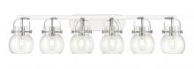 Innovations Lighting 423-6W-PC-G410-6CL - Pilaster II Sphere - 6 Light - 46 inch - Polished Chrome - Bath Vanity Light