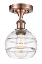 Innovations Lighting 516-1C-AC-G556-6CL - Rochester - 1 Light - 6 inch - Antique Copper - Semi-Flush Mount