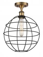 Innovations Lighting 516-1C-BB-CE-12-BK - Lake Placid - 1 Light - 12 inch - Brushed Brass - Semi-Flush Mount