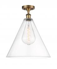 Innovations Lighting 516-1C-BB-GBC-162 - Berkshire - 1 Light - 16 inch - Brushed Brass - Semi-Flush Mount