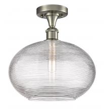 Innovations Lighting 516-1C-SN-G555-12CL - Ithaca - 1 Light - 12 inch - Brushed Satin Nickel - Semi-Flush Mount