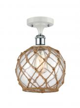 Innovations Lighting 516-1C-WPC-G122-8RB-LED - Farmhouse Rope - 1 Light - 8 inch - White Polished Chrome - Semi-Flush Mount